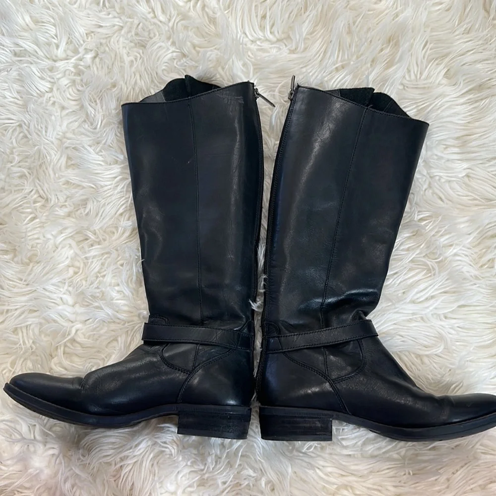 Sam Edelman Painter Tall Riding Boot Leather Distress Brown Back Zip Round 6.5M - Picture 6 of 11